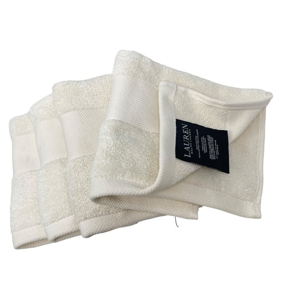 Lauren Ralph Lauren Wescott Linen Cream set of 4 wash cloths New - Picture 1 of 6